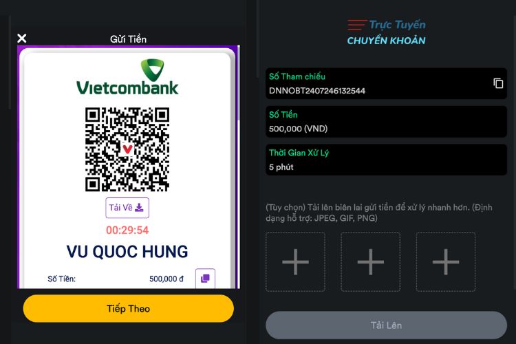 Cập nhật thông tin giao dịch V9bet nạp tiền