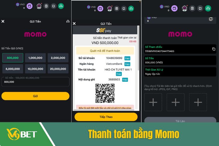 Thanh toán V9Bet nạp tiền bằng Momo