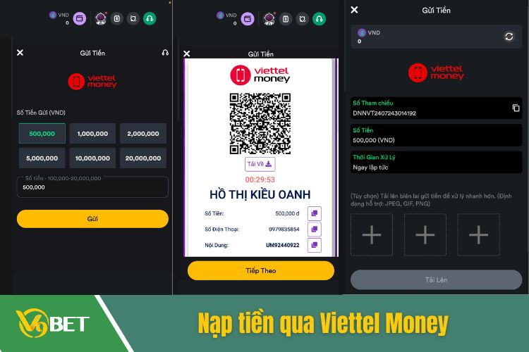 Tham khảo các bước nạp tiền V9Bet bằng Viettel Money