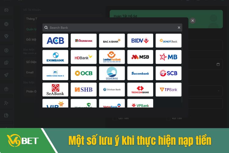 Một số lưu ý khi thực hiện V9Bet nạp tiền