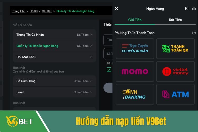 Tham khảo các bước thực hiện hiện V9Bet nạp tiền